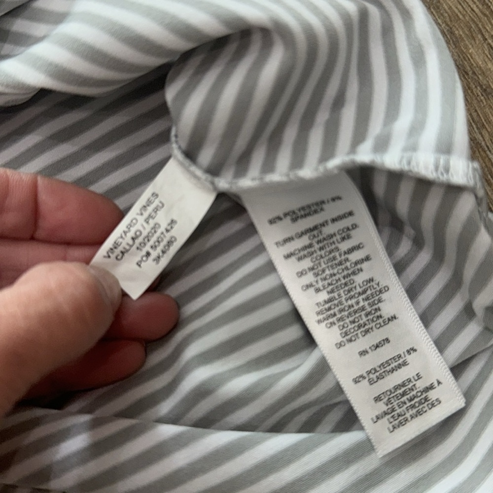 Vineyard Vines Kids White and Gray Striped Polo - Picture 6 of 6